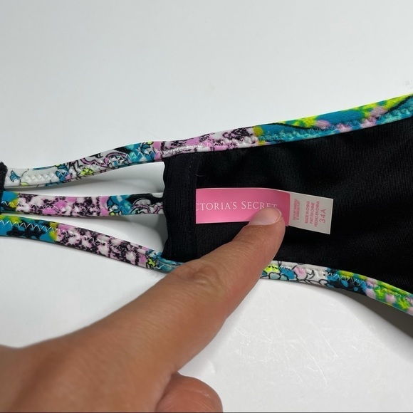 Victoria Secret Black & Neon Strapless Bikini Top - Picture 7 of 12